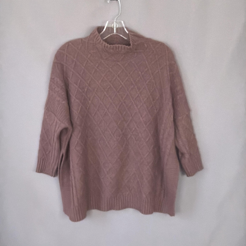 Mer Sea Sweater One Size Lisbon Traveler Purple Lattice Knit Boxy Coastal
